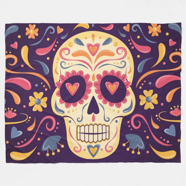 Decorative Skull Fleece Blanket (Front (Horizontal))