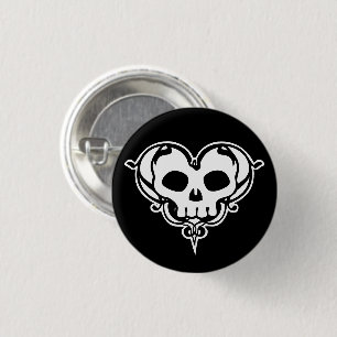 Decorative Skull Heart 3 Cm Round Badge