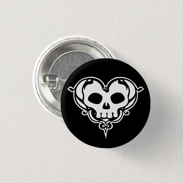 Decorative Skull Heart 3 Cm Round Badge (Front & Back)