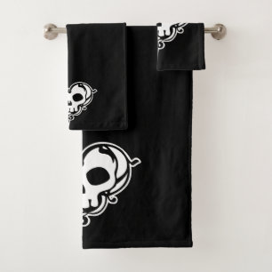 Decorative Skull Heart Bath Towel Set
