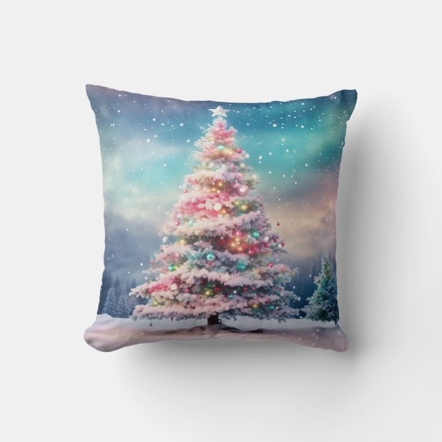 Decorative Snow Blue & White Ball Merry Christmas Cushion (Front)