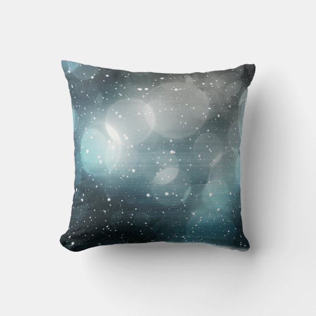Decorative Snow Blue & White Ball Merry Christmas Cushion (Front)