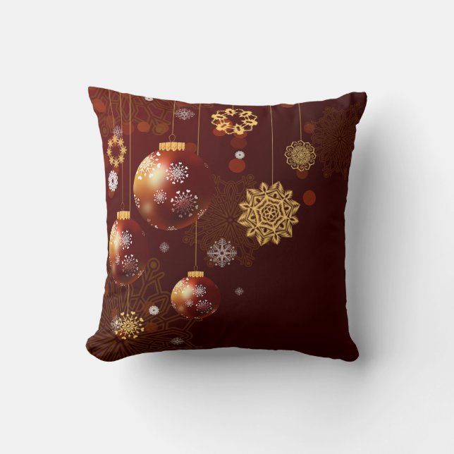 Decorative Snow Blue & White Ball Merry Christmas  Cushion (Front)