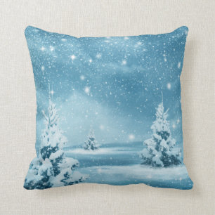Decorative Snow Blue & White Ball Merry Christmas Cushion