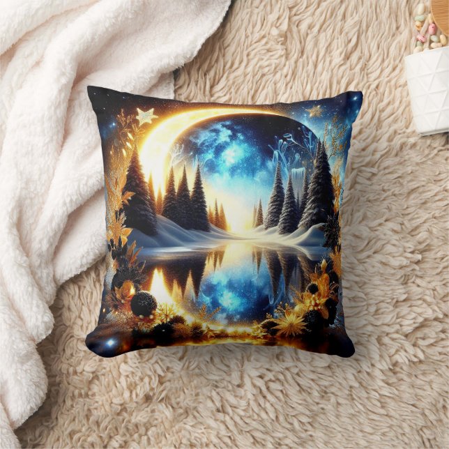 Decorative Snow Blue & White Ball Merry Christmas Cushion (Blanket)