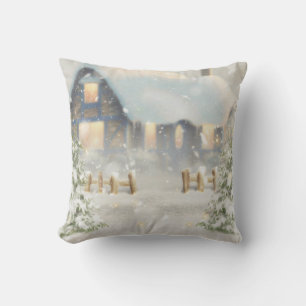 Decorative Snow Blue & White Ball Merry Christmas Cushion