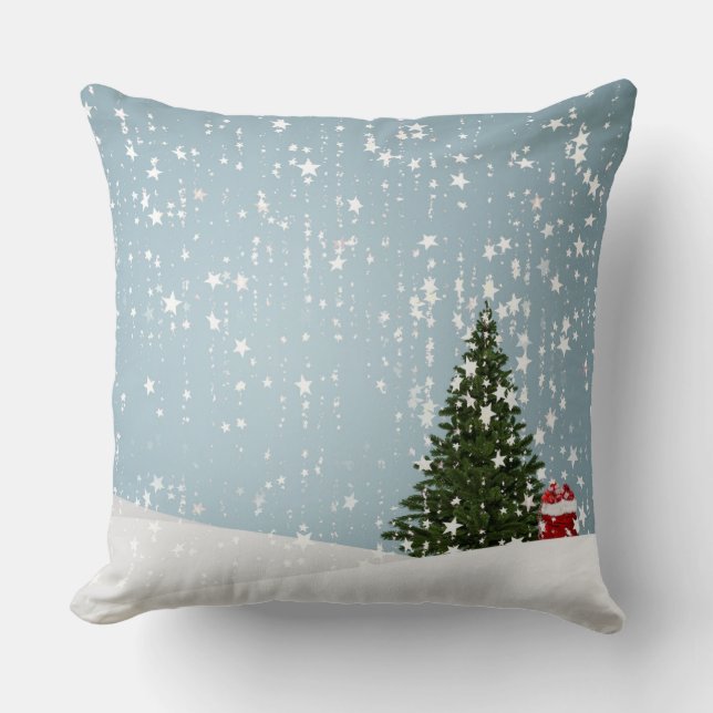 Decorative Snow Blue & White Ball Merry Christmas  Cushion (Front)