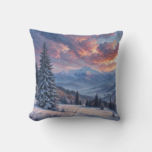 Decorative Snow Blue & White Snow Merry Christmas Cushion (Front)