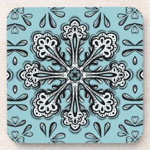Decorative Snowflake Fun Abstract Blue Winter Coaster