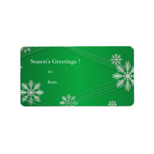 Decorative snowflakes green holiday gift tags
