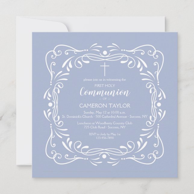 Decorative Square Religious Invitation (Front)