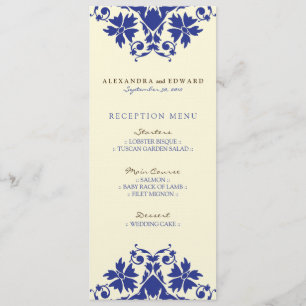 Decorative Stamp Wedding Reception Menu (navy) Invitation