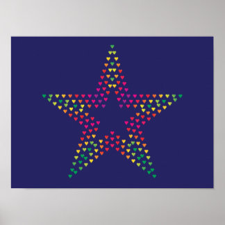 Decorative Star hearts poster