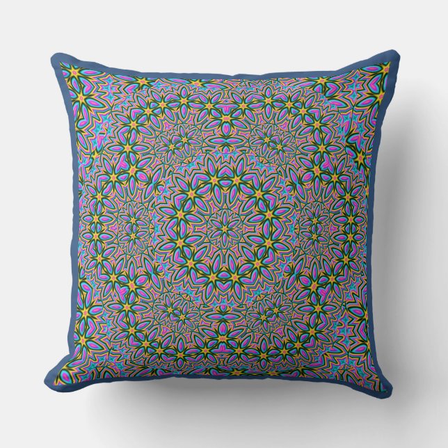 Decorative Star Pattern on Blue Background Cushion (Front)
