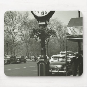 Decorative street clock two background people mouse pad