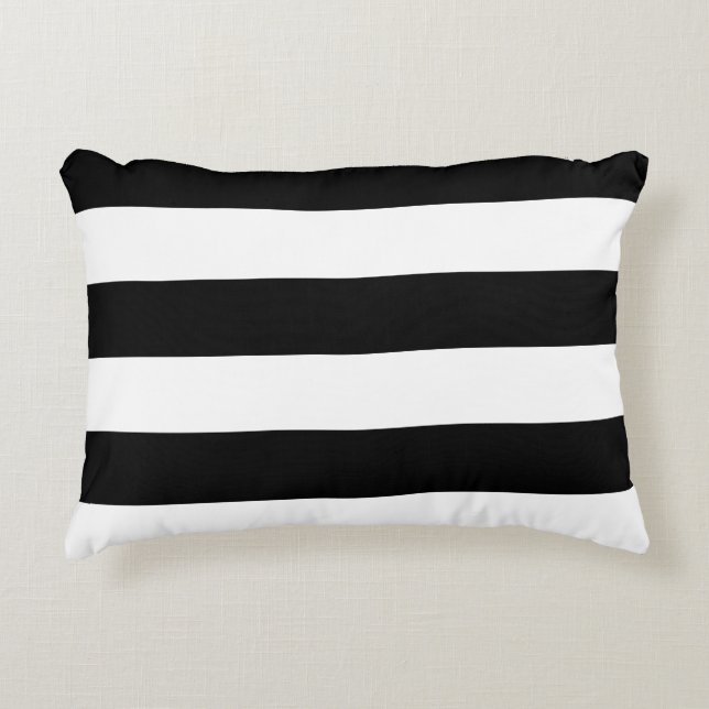 Decorative Striped Black & White Stripes Pattern Decorative Cushion (Front)