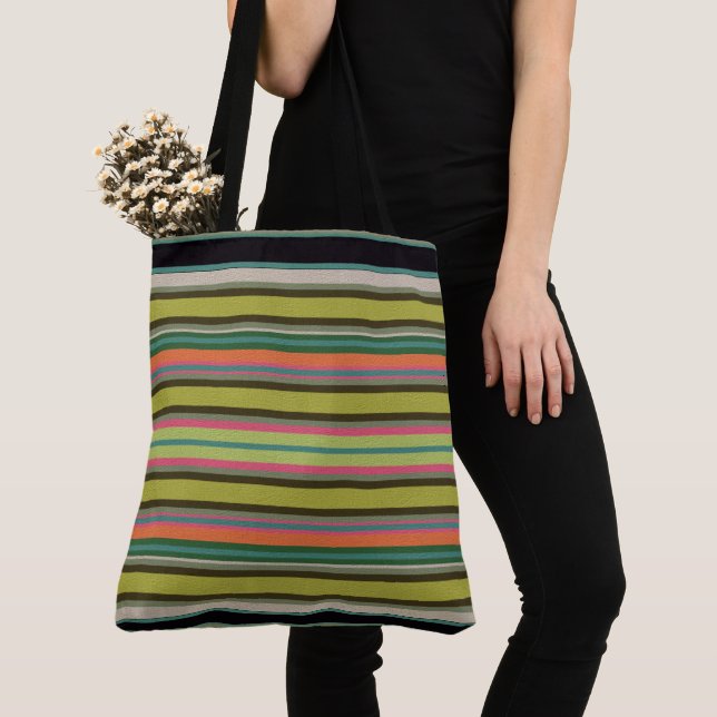   Decorative Striped Tote Bag (Close Up)