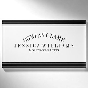 Decorative Stripes In Black On White Stripes Name Tag