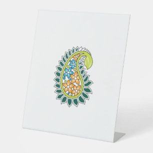 Decorative Style, Dark Blue Green, Wattle Pedestal Sign