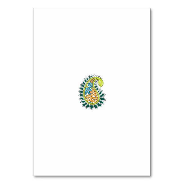 Decorative Style, Dark Blue Green, Wattle Table Number (Front)