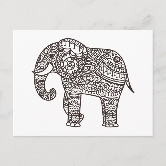 Decorative Style Elephant Postcard (Front)