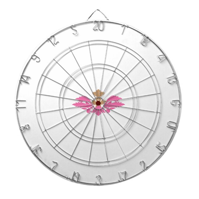 Decorative Style, Hot Pink, Antique Brass Dartboard (Front)
