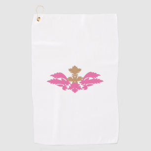 Decorative Style, Hot Pink, Antique Brass Golf Towel