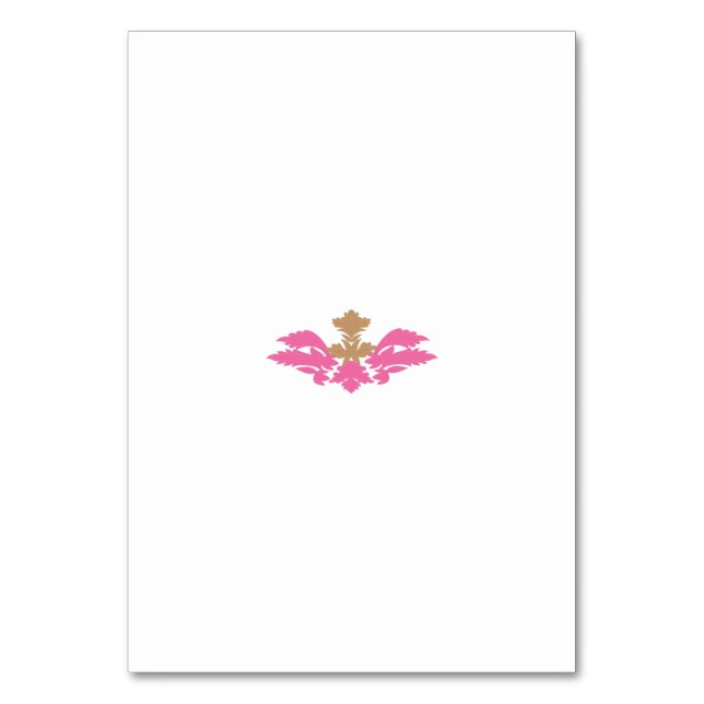 Decorative Style, Hot Pink, Antique Brass Table Number (Front)