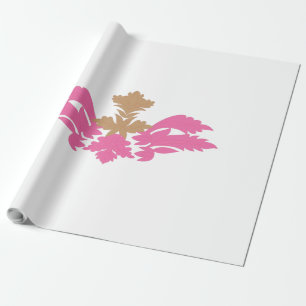 Decorative Style, Hot Pink, Antique Brass Wrapping Paper