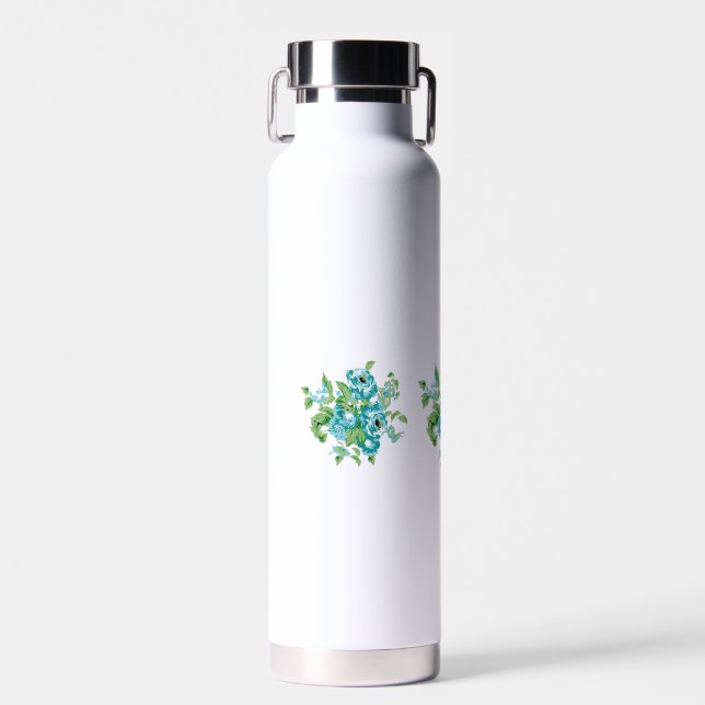 Decorative Style, Mint Cream, Fountain Blue, Teal. Water Bottle (Front)