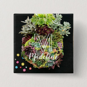 Decorative Succulents 15 Cm Square Badge