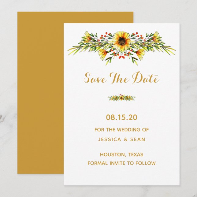 Decorative Summer Flowers Wedding Save The Date (Front/Back)