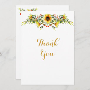 Decorative Summer Flowers Wedding Thank You Card