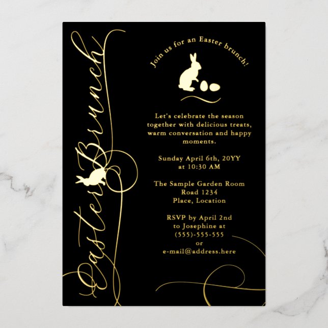 Decorative Swirls And Bunnies Easter Brunch (Front)