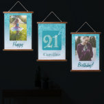 Decorative Teal Glitter 2 Photos 21st Birthday Hanging Tapestry<br><div class="desc">Decorative Falling Teal Blue Glitter with teal blue gradient. Add two pictures.
Great for a fun 21st Birthday Party.</div>