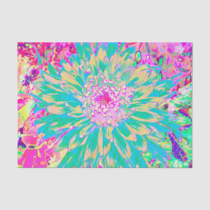 Decorative Teal Green and Hot Pink Dahlia Flower Tissue Paper