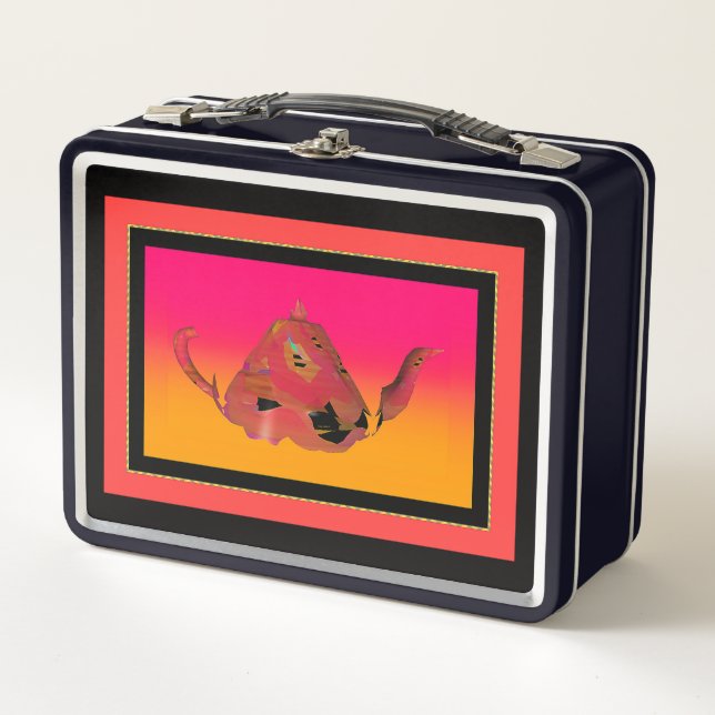 Decorative Teapot Design  Metal Lunch Box (Front)
