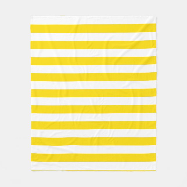 Decorative Template Stylish Yellow White Stripes Fleece Blanket (Front)
