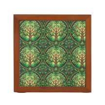 Decorative tile design featuring intricate green 