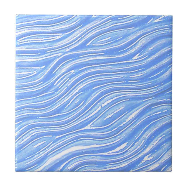  Decorative Tile Electric Blue Flowing Water (Front)