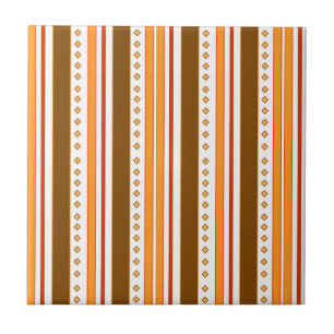 Decorative Tile Retro Orange Brown Pattern Print
