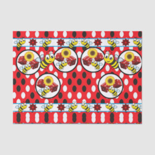 Decorative tissue paper bumblebee red dice