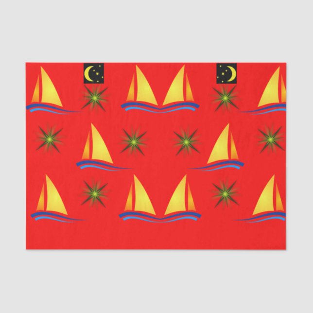 Decorative tissue paper sailboats yellow (Front)