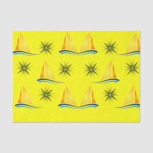 Decorative tissue paper sailboats yellow