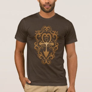 Decorative Tribal Ankh - brown T-Shirt