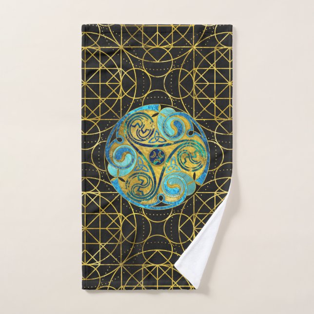 Decorative Triquetra Celtic Ornament Bath Towel Set (Hand Towel)