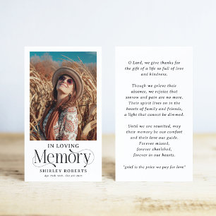 Decorative Typography Photo Sympathy Prayer Card