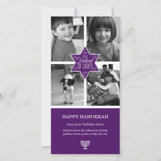 Decorative Typography Purple Star Hanukkah Holiday Card