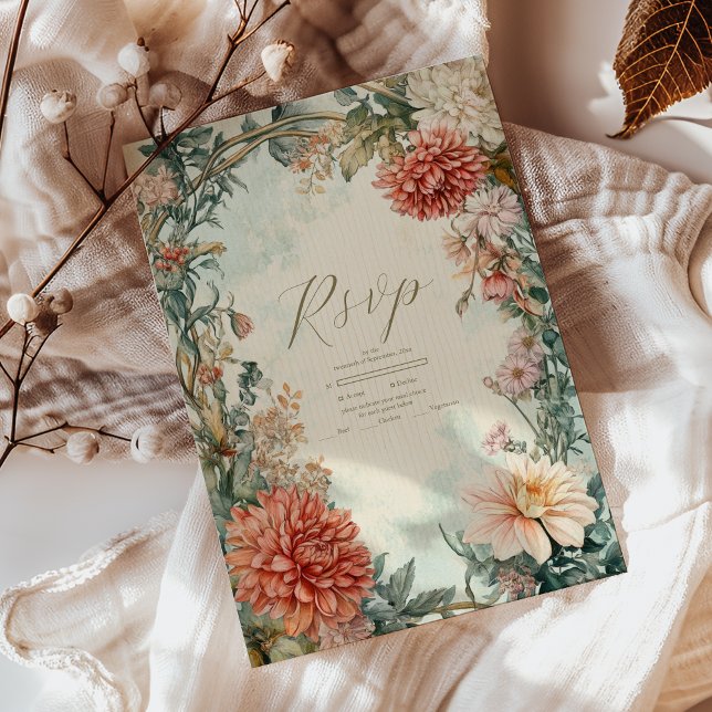 Decorative Victorian Royal Floral Wedding  RSVP Card (Creator Uploaded)