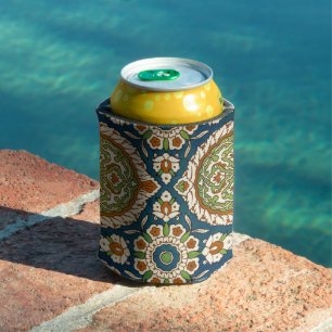 Decorative Vintage Arabic Floral Pattern Can Cooler